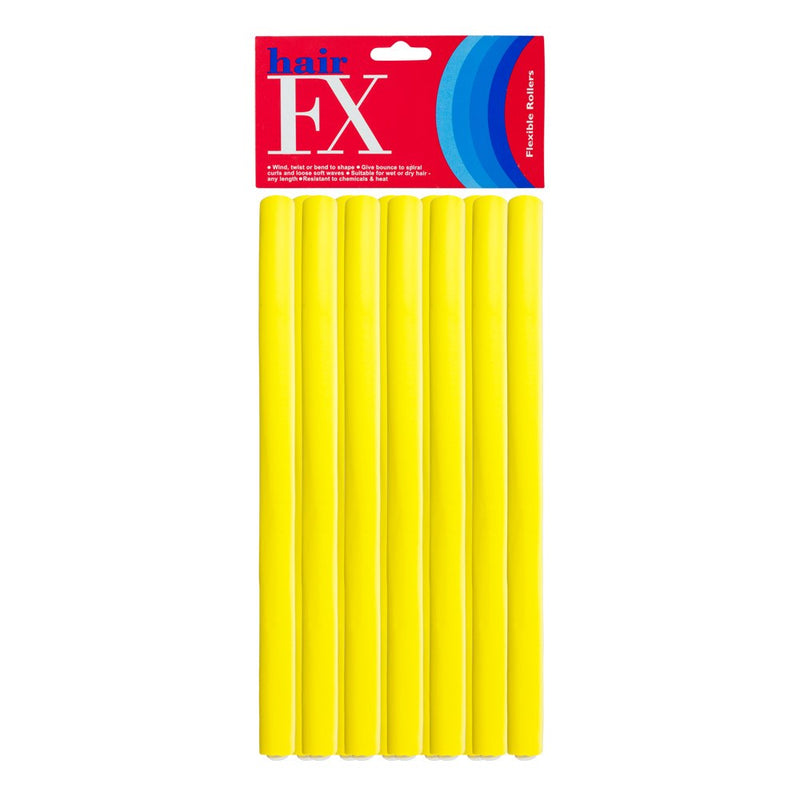 Hair FX Medium Flexible 10mm Hair Rollers - Yellow 12pk