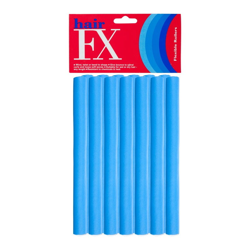 Hair FX Medium Flexible 15mm Hair Rollers - Blue 12pk