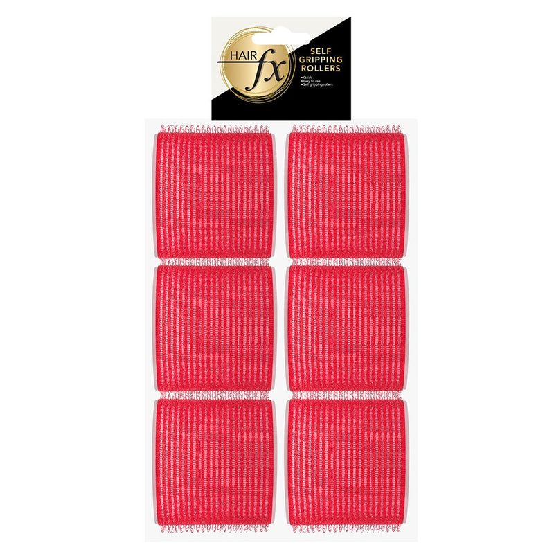 Hair FX Self Gripping 70mm Red Velcro Rollers, 6pk