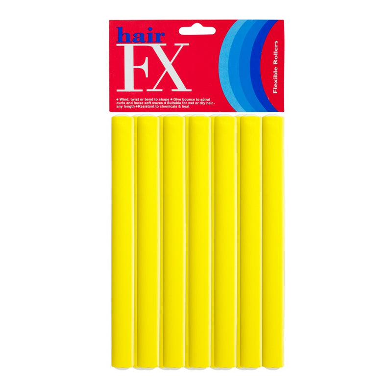 Hair FX Short Flexible 10mm Hair Rollers - Yellow 12pk
