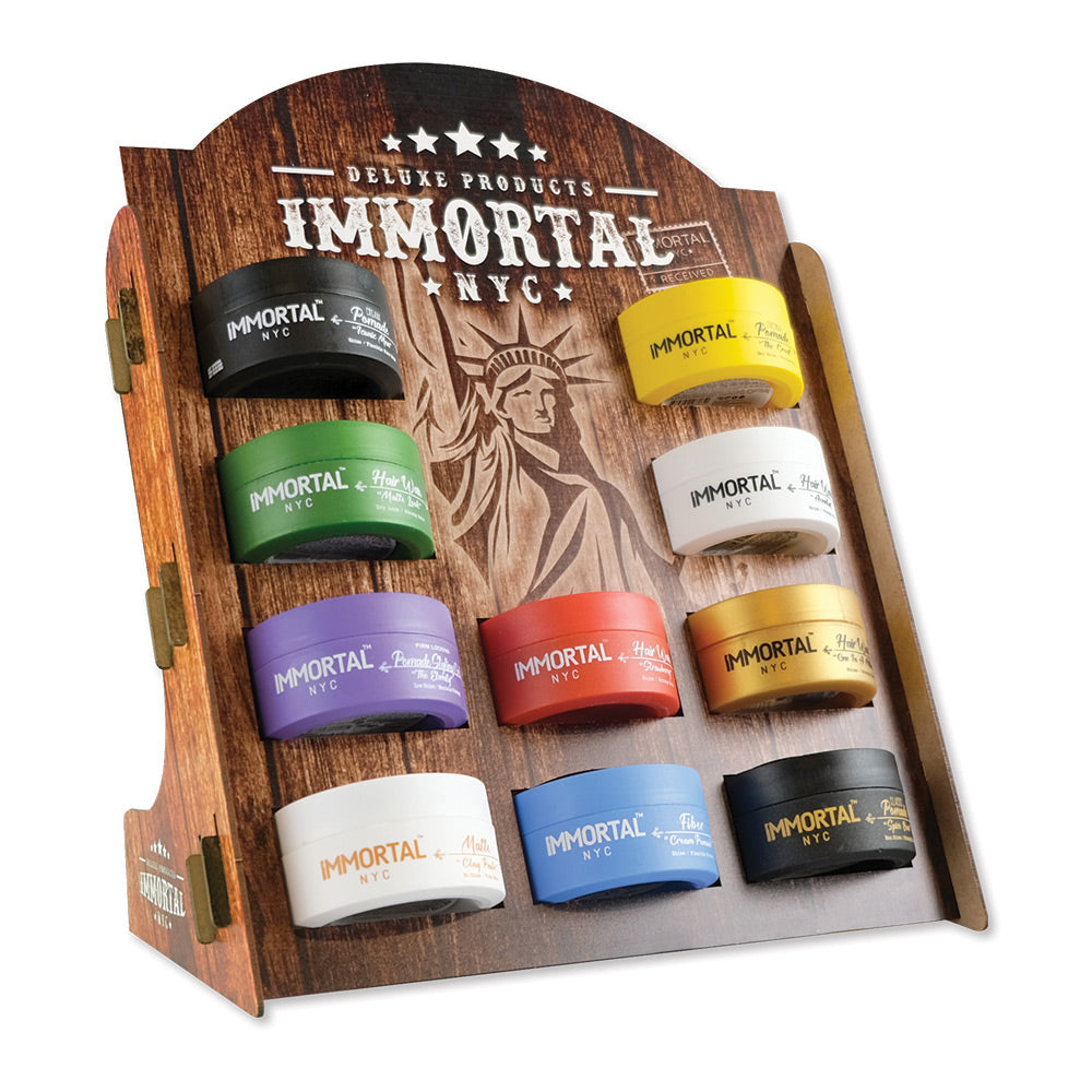 Immortal NYC Wax and Pomade Desktop Stand Product Displays Immortal