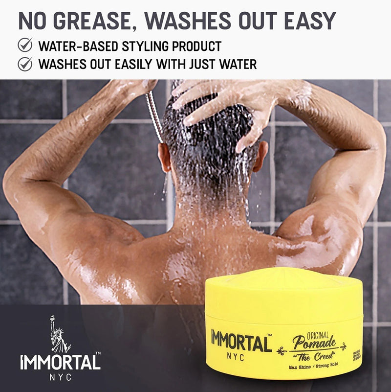 Immortal NYC Iconic The Creed Pomade Hair Wax 150ml is water-based and washed out easily with water