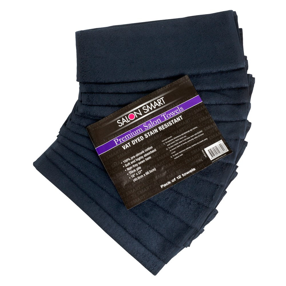 Salon Smart Premium Salon Towels 40.6cm x 68.5cm 12pc Black Towels Salon Smart