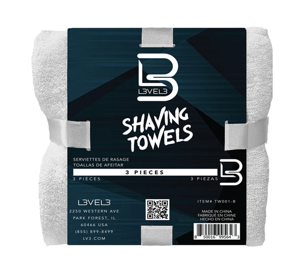 Level 3 White Facial Shaving Towels 3pc