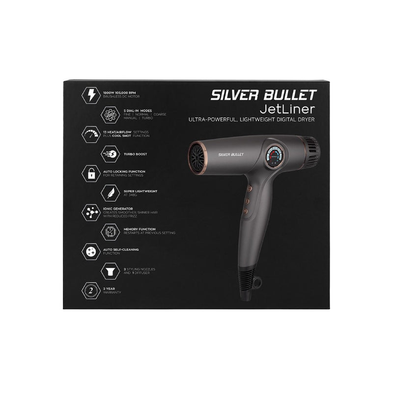 Silver Bullet JetLiner 1800W Hair Dryer Packaging Back