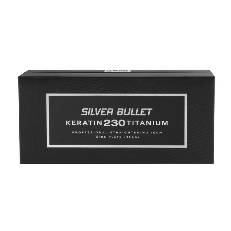 Silver Bullet Keratin 230 Titanium Silver Wide 38mm Hair Straightener in Packaging