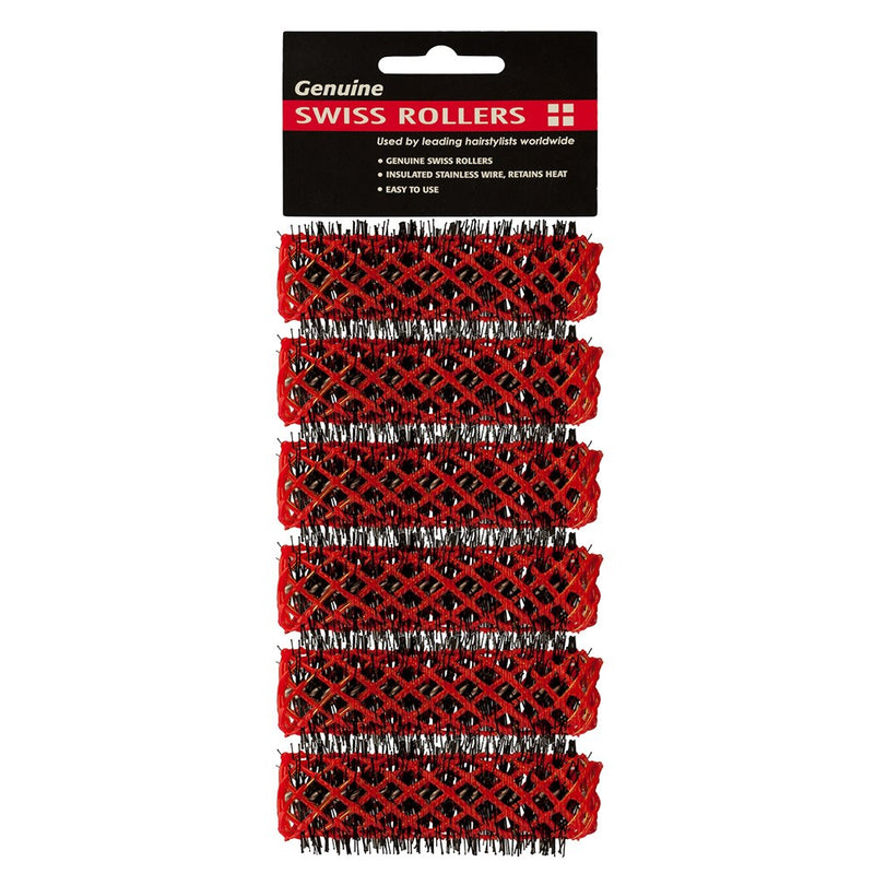 Swiss Hair Rollers 16mm Red - 6pk