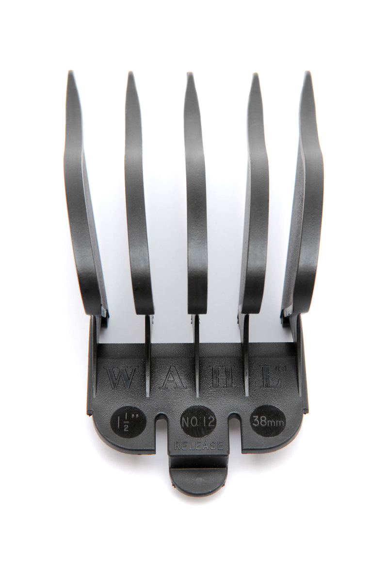 Wahl No. 12 Plastic Tab Attachment Comb 1 1/2inch Black Clipper/Trimmer Attachment Wahl