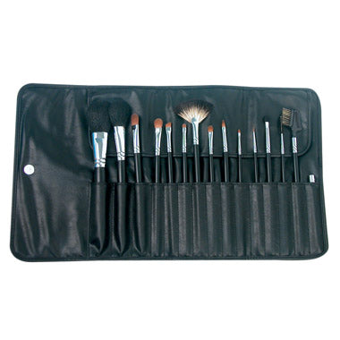 Hawley 15 Piece Makeup Brush Set in Leatherette Wrap